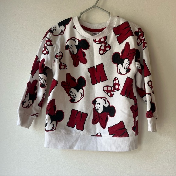 Disney Minnie Mouse Sweatshirt Toddler Girls 3T Joe Fresh White Red Pullover - Picture 1 of 9